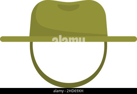 Icona del cappello verde del pescatore. Illustrazione piatta di fishman verde cappello icona vettore isolato su sfondo bianco Illustrazione Vettoriale