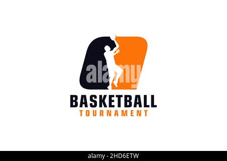 Lettera Q con logo da basket. Elementi del modello di progettazione vettoriale per il Team sportivo o aziendale. Illustrazione Vettoriale