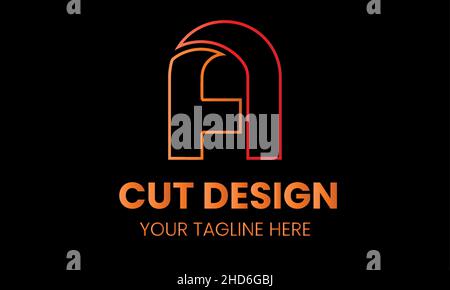 Alfabeto un modello di logo vettoriale astratto a forma di taglio Illustrazione Vettoriale