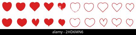 Set di icone cardiache Illustrazione Vettoriale