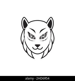 samurai gatto maschera sorriso logo disegno vettore grafico simbolo icona segno illustrazione idea creativa Illustrazione Vettoriale