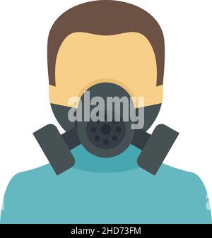 Icona uomo nella maschera a gas. Illustrazione piatta di uomo in maschera di gas vettore icona isolato su sfondo bianco Illustrazione Vettoriale