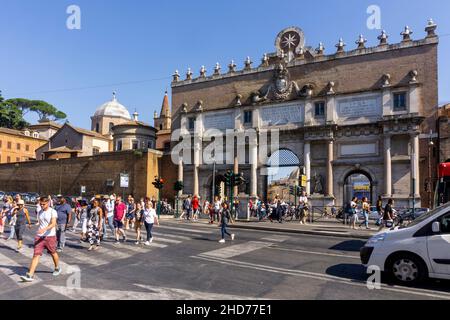 Viale del Muro Torto, Vista porta del Popolo, Roma, Lazio, Italia, Europa Foto Stock