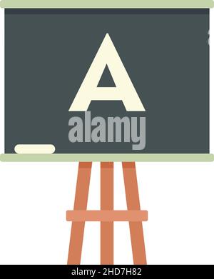 Icona dello studio del consiglio di amministrazione in lingua straniera. Illustrazione piatta dell'icona del vettore di studio della scheda di lingua straniera isolata su sfondo bianco Illustrazione Vettoriale