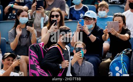 RAFAEL NADAL (ESP) e JAUME MUNAR (ESP) in azione al Melbourne Summer Set Qualificing 2022 di martedì 2022 gennaio, Melbourne Park Foto Stock