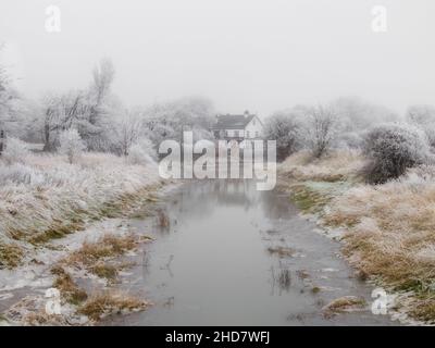 Inverno a Skippool, Poulton-le-Fylde, Lancashire Foto Stock