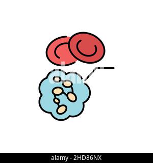 Icona della linea di colore dell'anemia megaloblastica. Malattie umane. Pittogramma per pagina web, app mobile, promo. Illustrazione Vettoriale