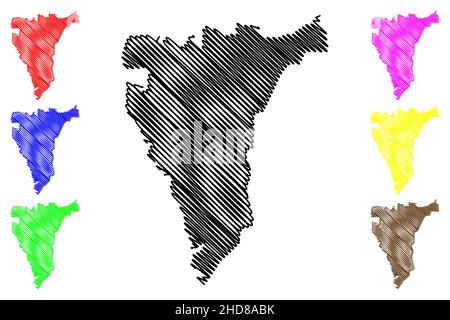 Distretto di Sipahijala (stato di Tripura, Repubblica dell'India) illustrazione vettoriale della mappa, schizzo della mappa di Sipahijala Illustrazione Vettoriale