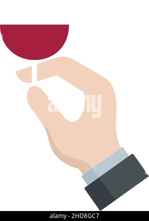 Bicchiere sommelier in mano icona. Illustrazione piatta di vetro sommelier in icona vettoriale mano isolato su sfondo bianco Illustrazione Vettoriale