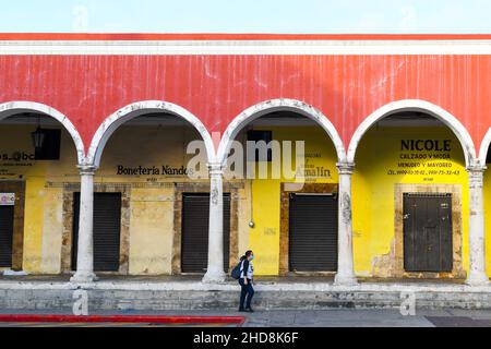 Passeggiata pedonale nel Centro di Merida, Messico (Pandemic Times) Foto Stock