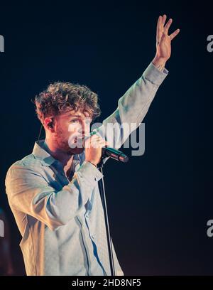 Tom Grennan si esibisce all'evento Hits radio Live di Liverpool Foto Stock