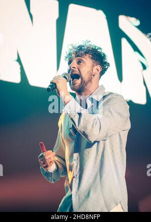 Tom Grennan si esibisce all'evento Hits radio Live di Liverpool Foto Stock