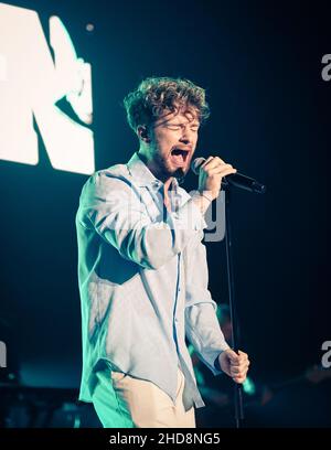 Tom Grennan si esibisce all'evento Hits radio Live di Liverpool Foto Stock