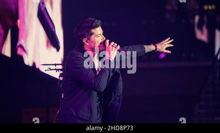 Lo script live sul palco. Foto Stock
