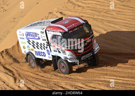 534 Bowens Igor (bel), Boerboom Ulrich (bel), Wade Syndiely (sen), Gregoor Racing Team, Iveco T-Way, T5 FIA Camion, in azione durante la tappa 3 del Rally Dakar 2022 tra al Artawiya e al Qaysuma, il 4th 2022 gennaio ad al Qaysuma, Arabia Saudita - Foto: Gigi Soldano/DPPI/LiveMedia Foto Stock