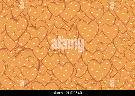 Illustrazione di uno sfondo con cuori arancioni Foto Stock