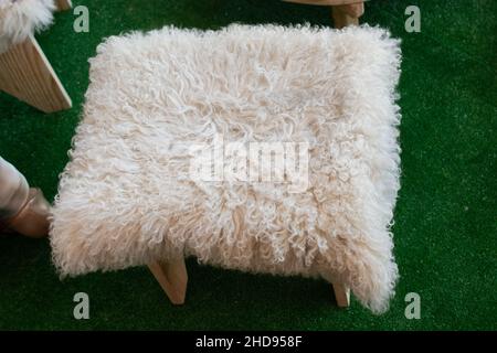 Lana pelo di pecora tessuto naturale animale pelo sfondo. Foto Stock