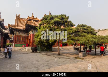 PECHINO, CINA - 28 AGOSTO 2018: Tempio lama Yonghe Lamasery a Pechino, Cina Foto Stock