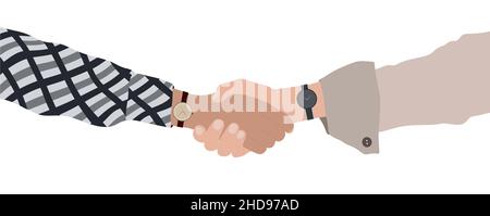 Primo piano handshake tra due business o finanza people.Concept di cooperazione fiducia affare riunione successo e Growth.Greeting tra businessperson Illustrazione Vettoriale