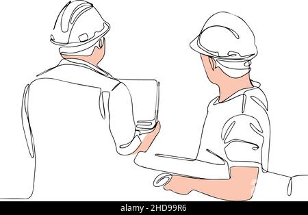 Disegno continuo di ingegnere e architetto Illustrazione Vettoriale