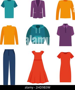 Collezione abbigliamento uomo e donna - guardaroba moda - disegno vettoriale a colori EPS 10 Illustrazione Vettoriale