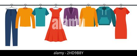 Collezione abbigliamento uomo e donna - guardaroba moda - disegno vettoriale a colori EPS 10 Illustrazione Vettoriale
