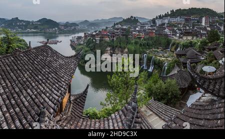 Vista di Furong antica città Furong Zhen, Hibiscus città, Cina Foto Stock