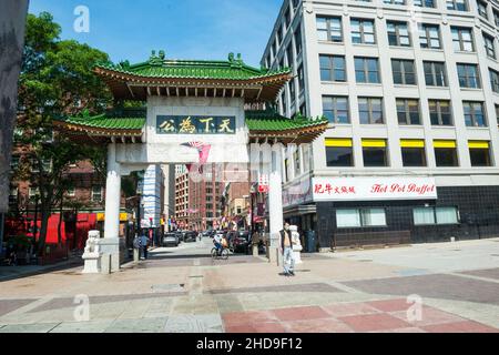 Chinatown Gate, Boston, Massachusetts. Foto Stock