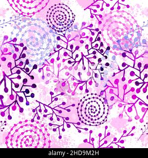 Romantico rosa floreale matrimonio San Valentino carino senza cuciture disegno vettoriale. Sfondo rosa astratto senza cuciture con elementi floreali. Illustrazione Vettoriale