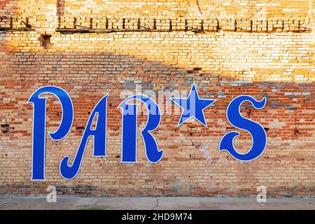 Parigi Texas, DEC 22 2021 - primo piano di Parigi testo Foto Stock