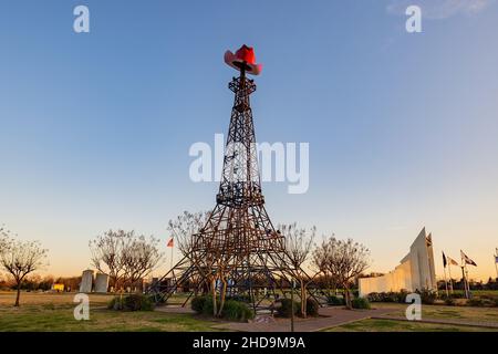 Paris Texas, DEC 22 2021 - Vista diurna della famosa Parigi Texas Eiffel Tower Foto Stock