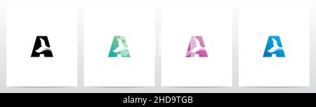 Coda di pesce su lettera Logo Design A. Illustrazione Vettoriale