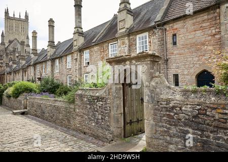 Wells Cattedrale Vescovi Palazzo e Vicari chiudere Foto Stock