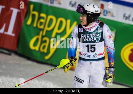 Zagabria, Croazia, 4th gennaio 2022. Paula Moltzan degli Stati Uniti durante il Trofeo Audi FIS Ski World Cup Snow Queen - Slalom femminile a Zagabria. Gennaio 04, 2022. Credit: Nikola Krstic/Alamy Foto Stock