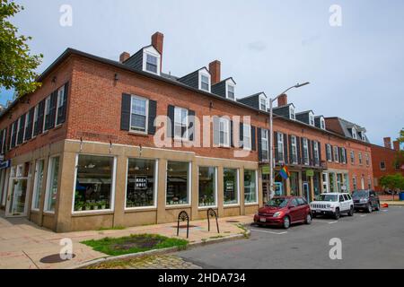 Edifici commerciali storici al 40 Front Street a Washington Street nel centro storico di Salem, Massachusetts ma, USA. Foto Stock