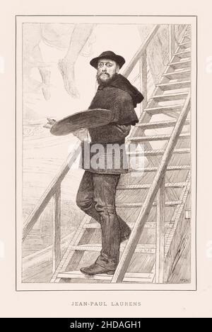 Ritratto di Jean-Paul Laurens. Jean-Paul Laurens (1838 – 1921) è stato un pittore e scultore francese e uno degli ultimi maggiori esponenti della A francese Foto Stock