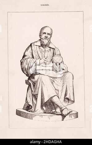 Il ritratto del 19th secolo di Galileo Galilei. Galileo di Vincenzo Bonaiuti de Galilei (1564 – 1642), comunemente chiamato Galileo, era un astronomo Foto Stock