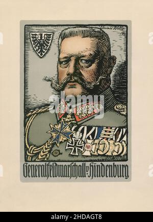 Ritratto di Paul von Hindenburg. Paul Ludwig Hans Anton von Beneckendorff und von Hindenburg (1847 – 1934) è stato un generale e statista tedesco wh 1914 Foto Stock
