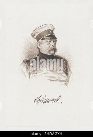 Ritratto di otto von Bismarck. 1900 otto, principe di Bismarck, conte di Bismarck-Schönhausen, duca di Lauenburg (1815–1898), fu un conservatore tedesco Foto Stock