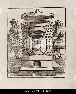 Le illustrazioni del 16th secolo da libro su Alchemy. Di Johann Grüninger, 1531. Foto Stock