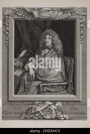 Ritratto di Molière. Jean-Baptiste Poquelin (1622 – 1673), noto con il suo nome di palcoscenico Molière, fu un drammaturgo, attore e poeta francese, ampiamente rega 1774 Foto Stock
