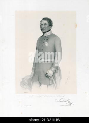 Ritratto di Balthasar Freiherr von Simunich (1785 – 1861) è stato un . Tenente maresciallo di campo e cavaliere teresiano. L'impero austriaco. 1849 Foto Stock