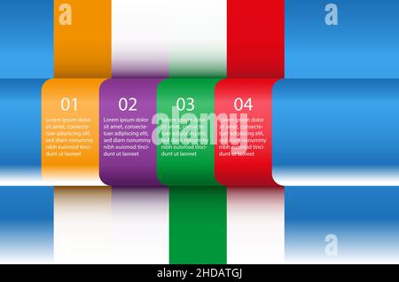 Modello infografico in quattro fasi in vari colori Illustrazione Vettoriale