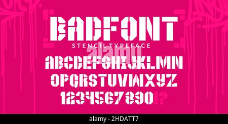 Astratto Stencil Urban Street Art Graffiti Style Alphabet Typeface Badfont Digital Typography Vector Illustration Illustrazione Vettoriale