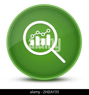 Visualizza l'analisi finanziaria o la ricerca di metriche lussuosa illustrazione astratta del pulsante rotondo verde lucido Foto Stock