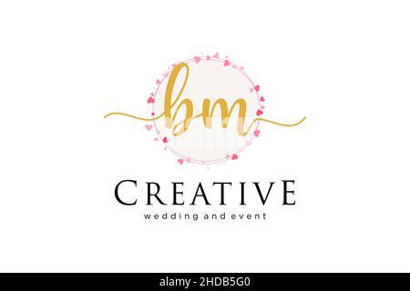 Logo femminile BM. Utilizzabile per Logo per moda, fotografia, matrimonio, bellezza, affari. Elemento modello di disegno con logo a vettore piatto. Illustrazione Vettoriale