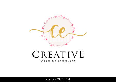 Logo CE femminile. Utilizzabile per Logo per moda, fotografia, matrimonio, bellezza, affari. Elemento modello di disegno con logo a vettore piatto. Illustrazione Vettoriale