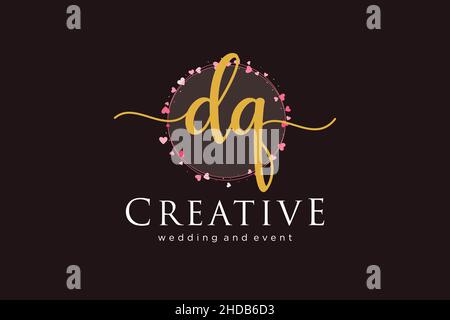 Logo DQ femminile. Utilizzabile per Logo per moda, fotografia, matrimonio, bellezza, affari. Elemento modello di disegno con logo a vettore piatto. Illustrazione Vettoriale