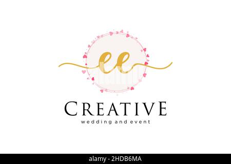 Logo EE femminile. Utilizzabile per Logo per moda, fotografia, matrimonio, bellezza, affari. Elemento modello di disegno con logo a vettore piatto. Illustrazione Vettoriale