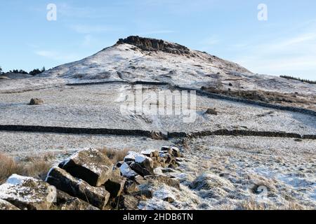 The Wainstones in Winter, Cleveland Way, North Yorkshire Moors National Park, Regno Unito Foto Stock
